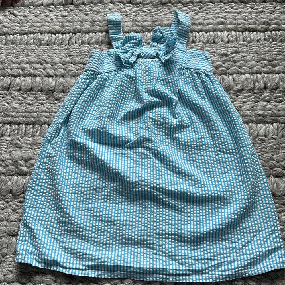 Little maven by tori spelling teal seersucker bow dress size 5